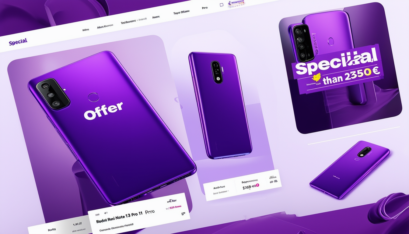 profitez d'une offre exceptionnelle sur le redmi note 13 pro en version violet à moins de 250 euros ! découvrez ce smartphone haut de gamme sur une plateforme renommée, alliant performance et style à un prix imbattable.